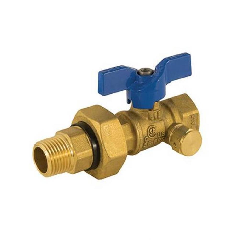 Gas Ball Valve, Integrated Dielectric Union End, 600 Wog, With Side Tap 3/4&apos;&apos;