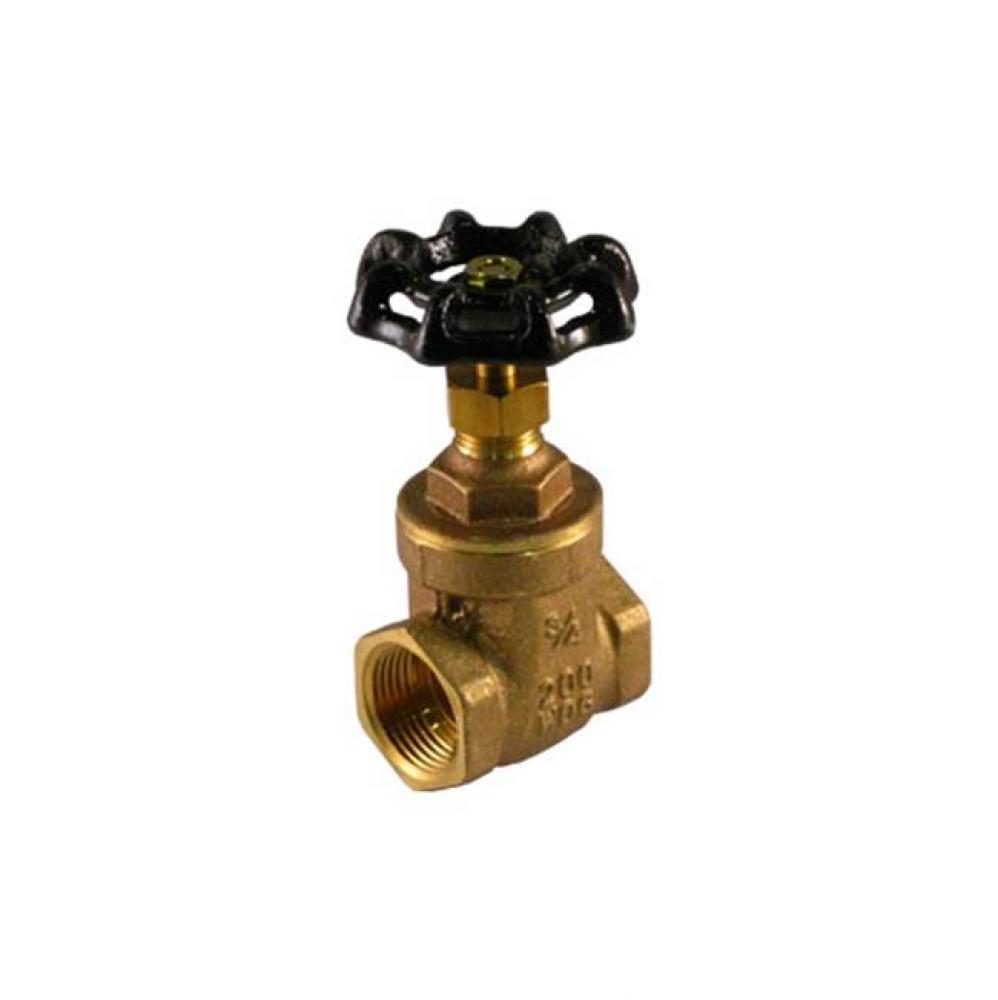 Regular Brass Gate Valve, Non-Rising Stem, Threaded Connection, 200 Wog 1&apos;&apos;