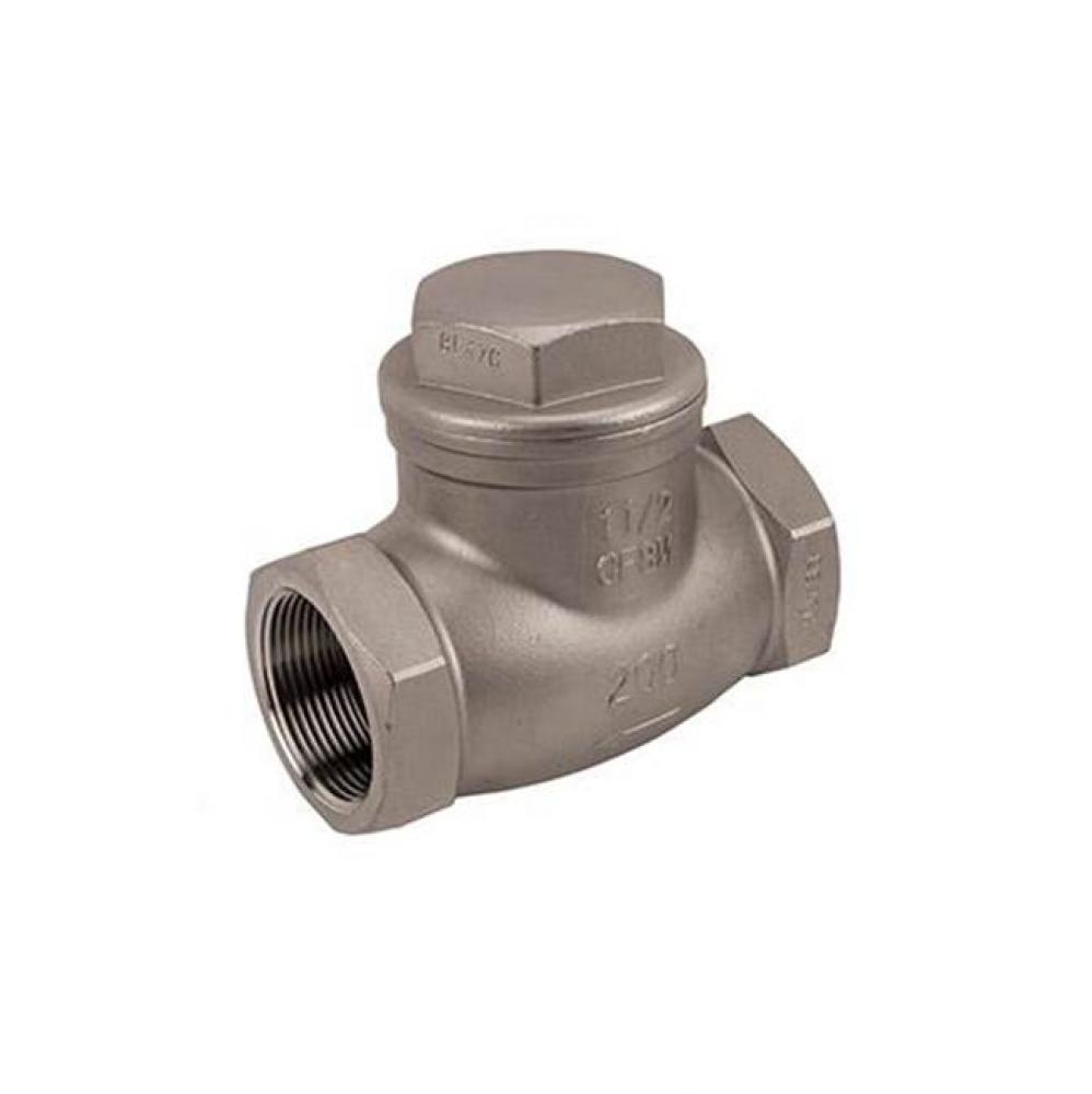 Stainless Steel Swing Check Valve, Threaded Connection, 200 Wog 2&apos;&apos;