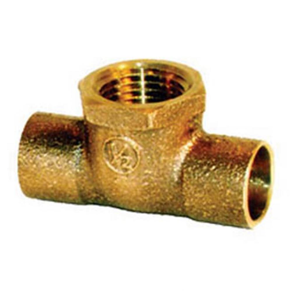 1&apos;&apos; x 1&apos;&apos; x 1/2&apos;&apos; Sweat x Sweat x FNPT Tee, Cast Brass