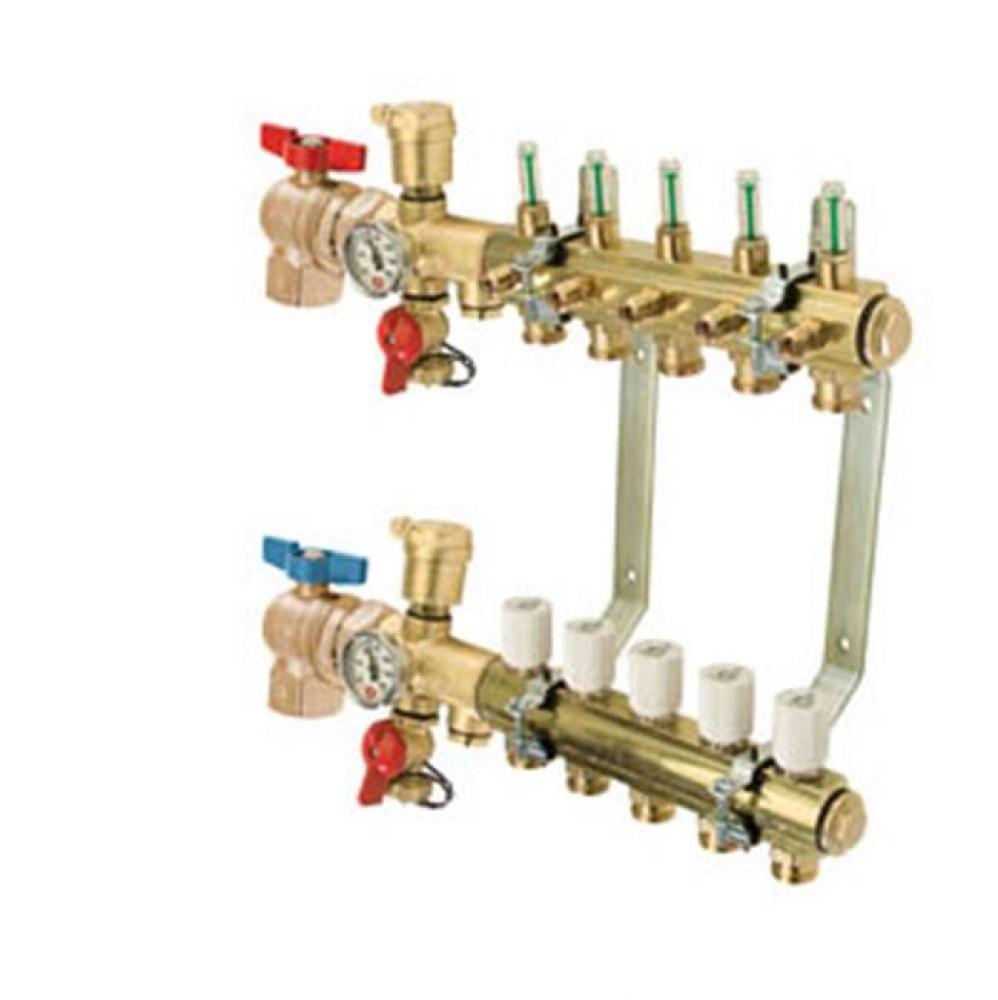 M-8200AP Precision Manifold with Angle Isolation Valves 1&apos;&apos; Brass Bar 6 Port, includes A