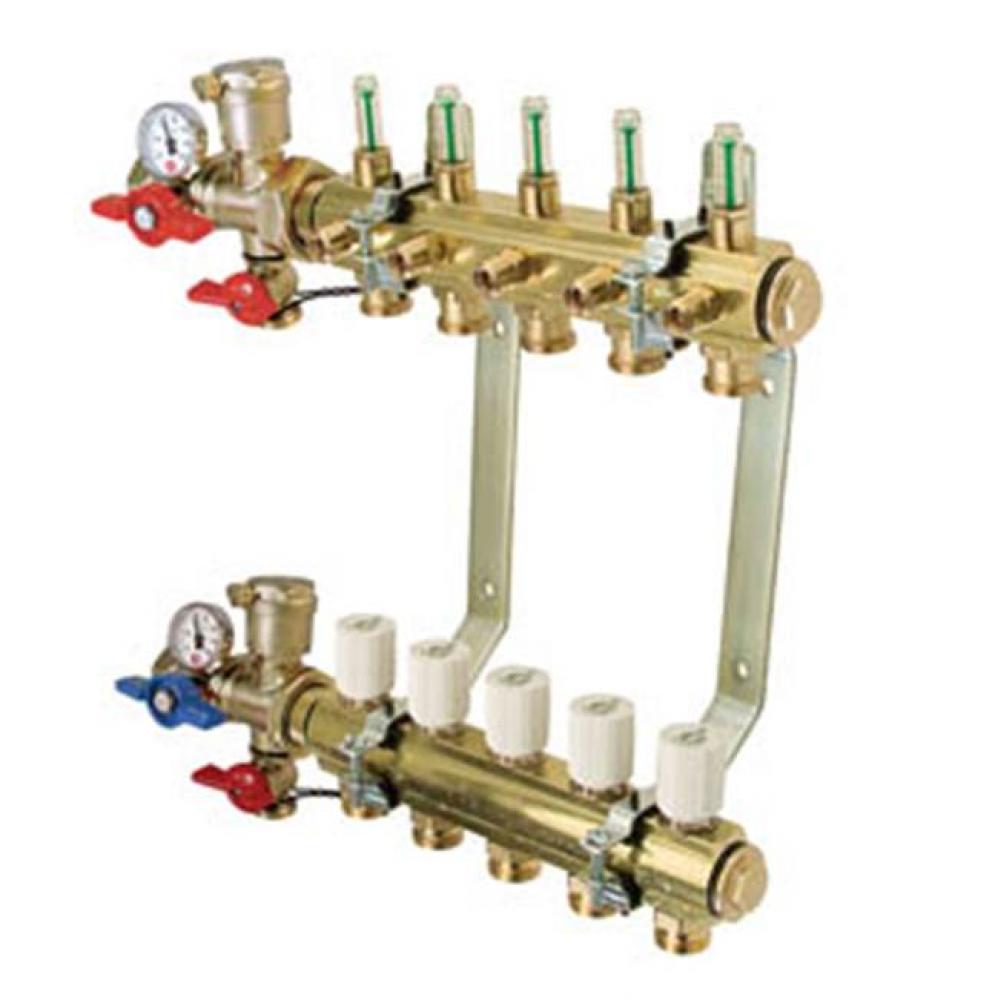 M-8200P Precision Manifold with Integrated Adapter Valves 1&apos;&apos; Brass Bar 8 Port, Mounting