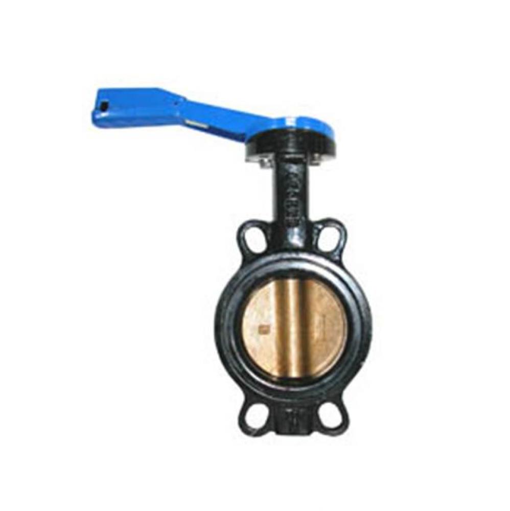 2-1/2&apos;&apos; T-335AB Ductile Iron Wafer Butterfly Valve, Aluminum Bronze Disc, 10 Position Le