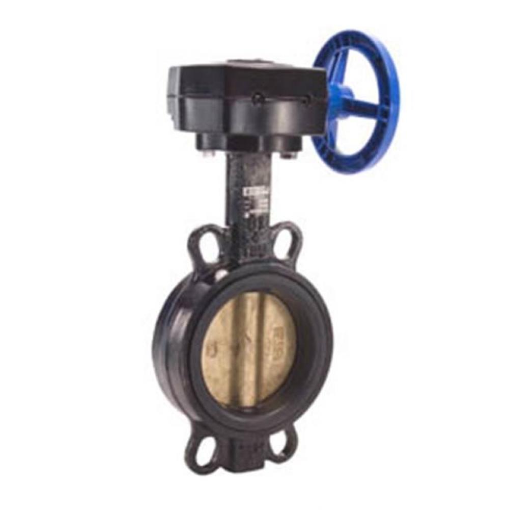 5&apos;&apos; T-337AB-G Ductile Iron Wafer Butterfly Valve, Aluminum Bronze Disc, Gear Operated -B