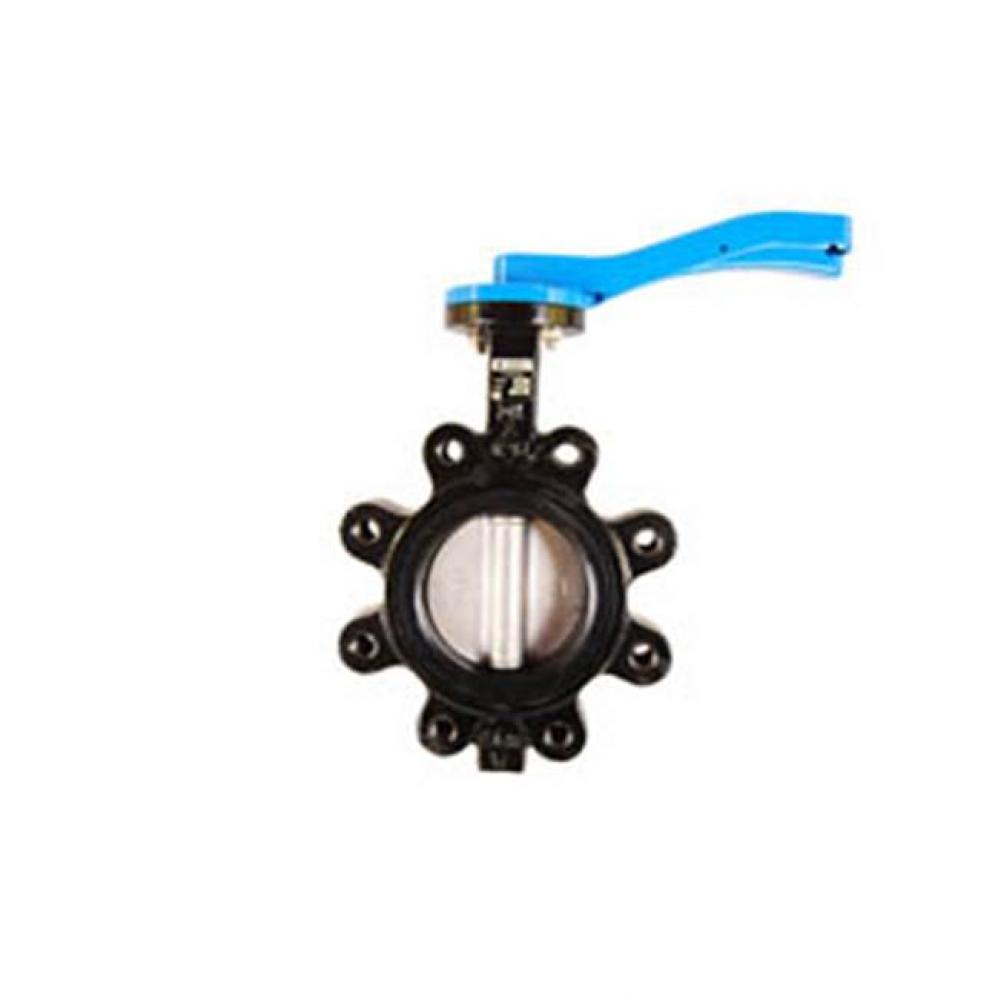 4&apos;&apos; T-367SS Ductile Iron Lug Type Butterfly Valve, Stainless Steel Disc, 10 Position Lev