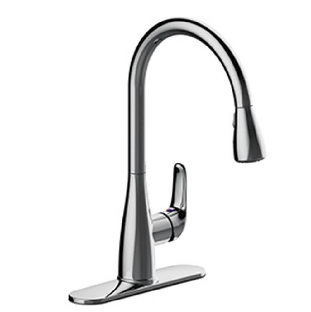 Sgl Hndle Pulldown Kitchen Faucet, Sgl Hole Or Three Hole Mount, Deckplate Included, With Integrat