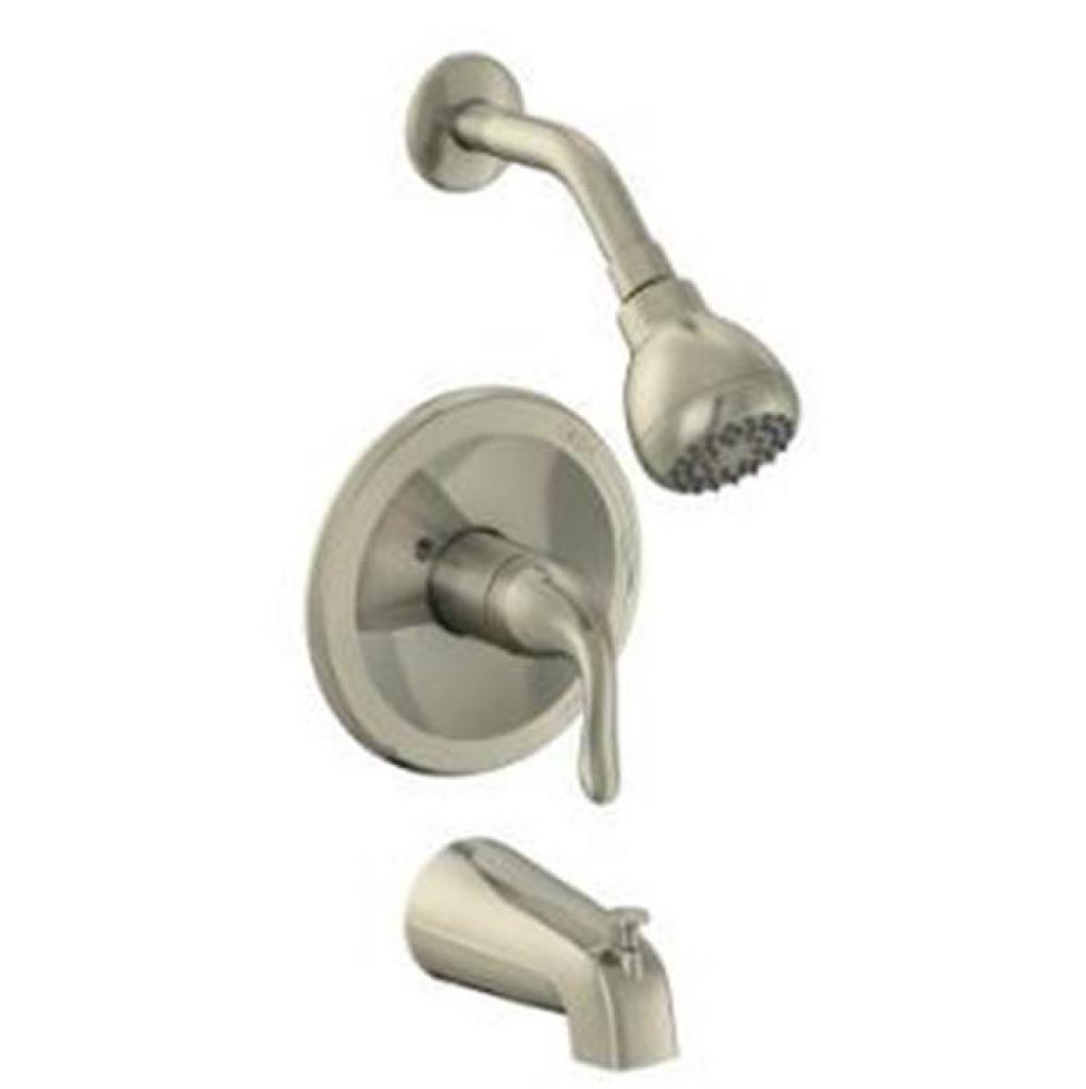 Tub and Shower Finish Pack With Cc And Mip Rough-In Valve Less Stops, Metal Slip Fit Tub Spout, 1.