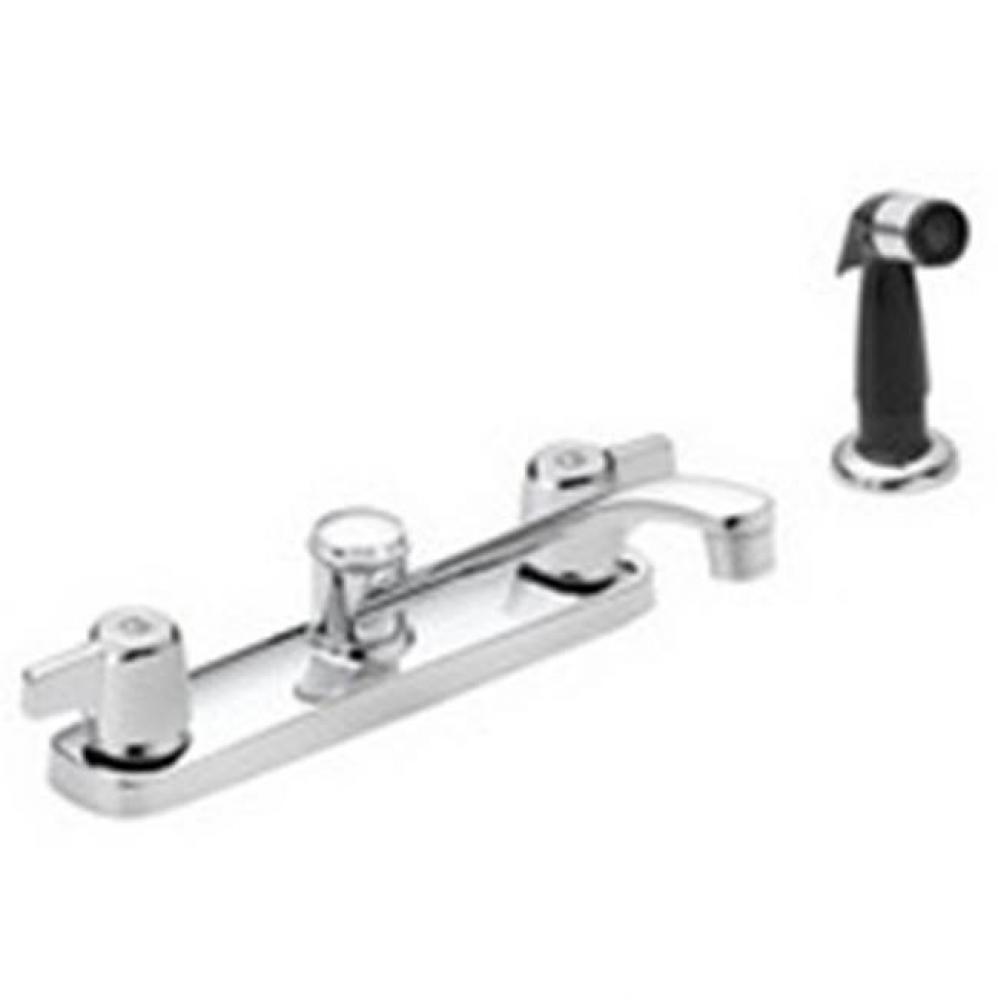 8&apos;&apos;Deck Fct-Washerless-Metal Handles W/Spray-Euro Design