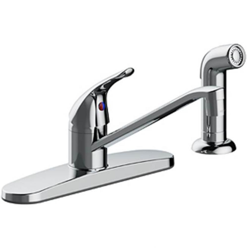 Single Handle Kitchen Faucet With Side Spray, Four Hole Mount, Copper Inlet Supply, Washerless, 1.
