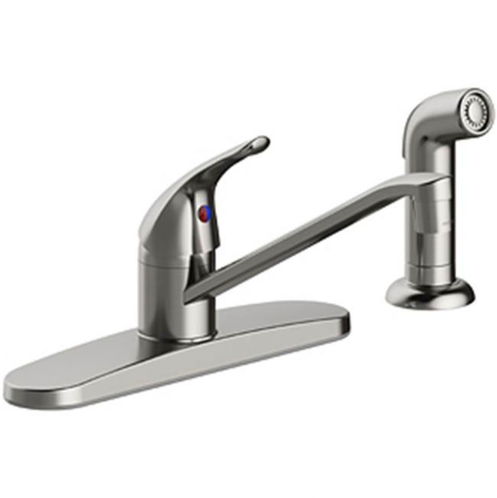 Single Handle Kitchen Faucet With Side Spray, Four Hole Mount, Copper Inlet Supply, Washerless, 1.