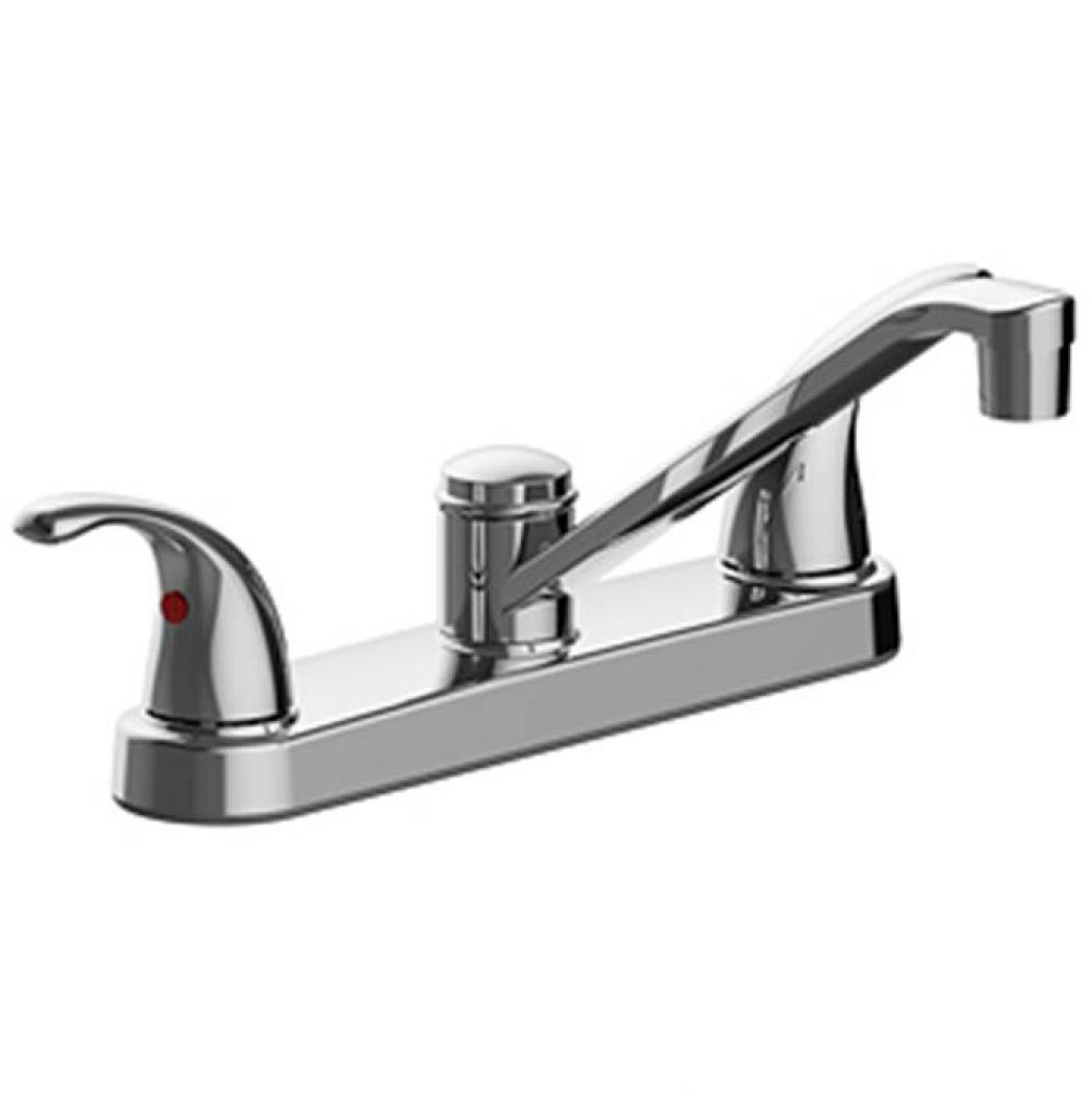 Two Handle Kitchen Faucet, Three Hole Mount, Quick Mount Installation, Ceramic Cartridges, 1.5 Gpm