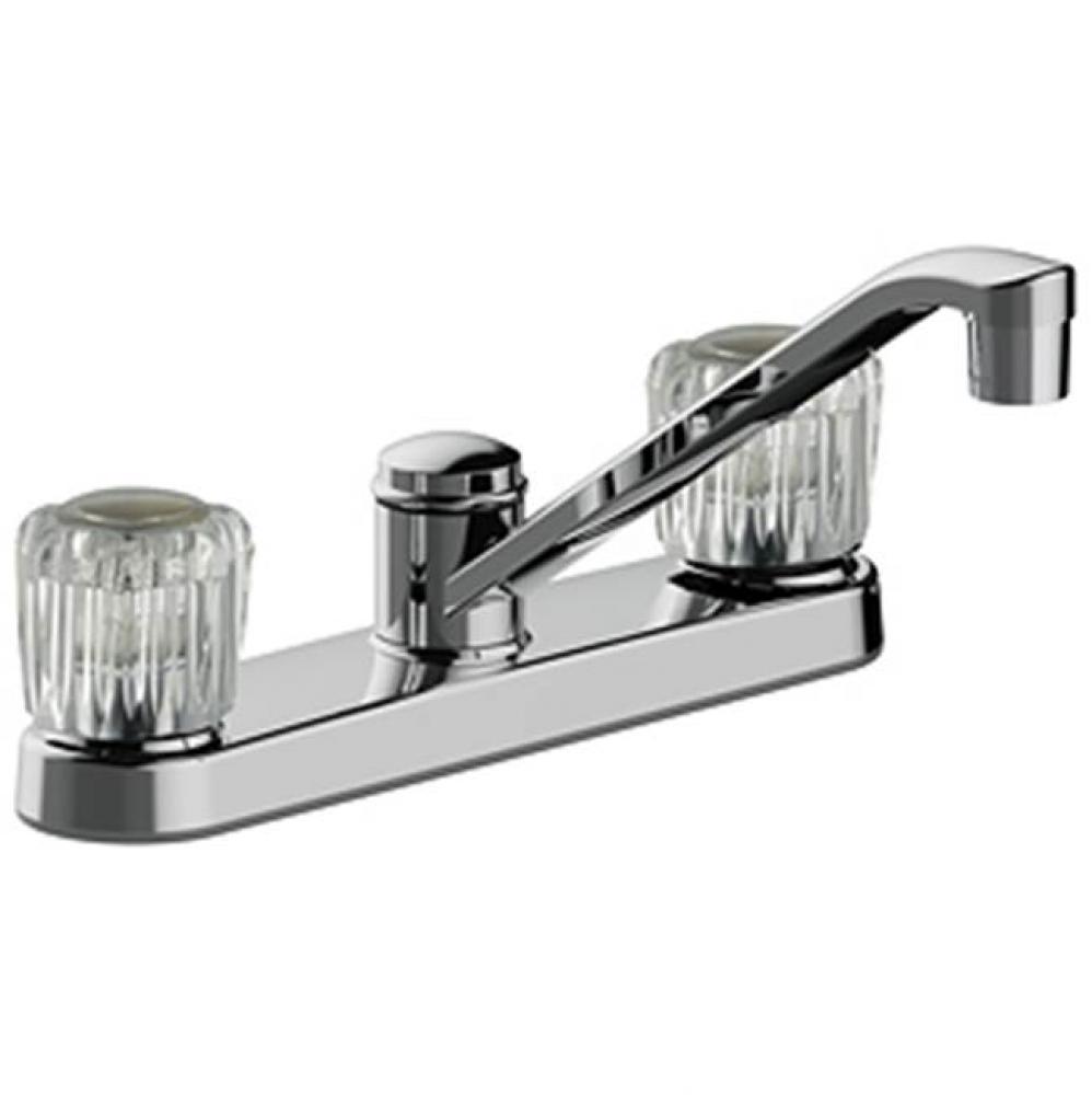 Two Handle Kitchen Faucet, Acylic Handles, Three Hole Mount, Quick Mount Installation, Washerless,
