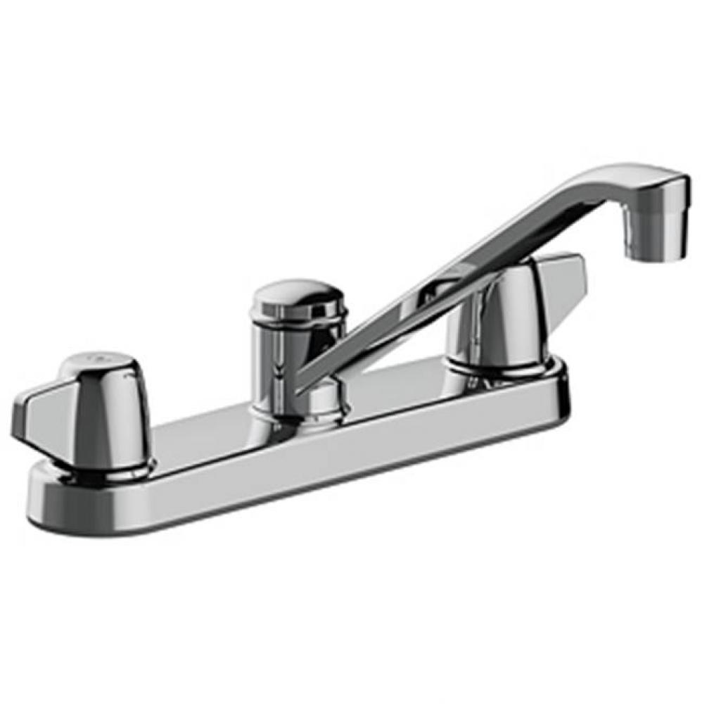 Two Handle Kitchen Faucet, Three Hole Mount, Quick Mount Installation, Washerless, 1.5 Gpm, Chrome
