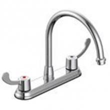 Matco Norca CL-250CB - 8'' Kitchen Faucet , Cp, Wrist Blade Handles,Gooseneck Spout Less Spray