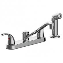Matco Norca LV-240C - Two Handle Kitchen Faucet With Side Spray, Four Hole Mount, Quick Mount Installation, Ceramic Cart