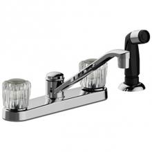 Matco Norca LV-242C - Two Handle Kitchen Faucet With Side Spray, Acrylic Handles, Four Hole Mount, Quick Mount Installat