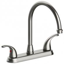 Matco Norca LV-250SS - Two Handle High Arc Kitchen Faucet, Three Hole Mount, Quick Mount Installation, Ceramic Cartridges