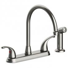 Matco Norca LV-260SS - Two Handle High Arc Kitchen Faucet With Side Spray, Four Hole Mount, Quick Mount Installation, Cer