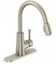 Matco Norca PD-150SS - Brushed Nickel Single Handle Pull Down Kitchen Faucet with Lever Handle, Ceramic Cartridge With