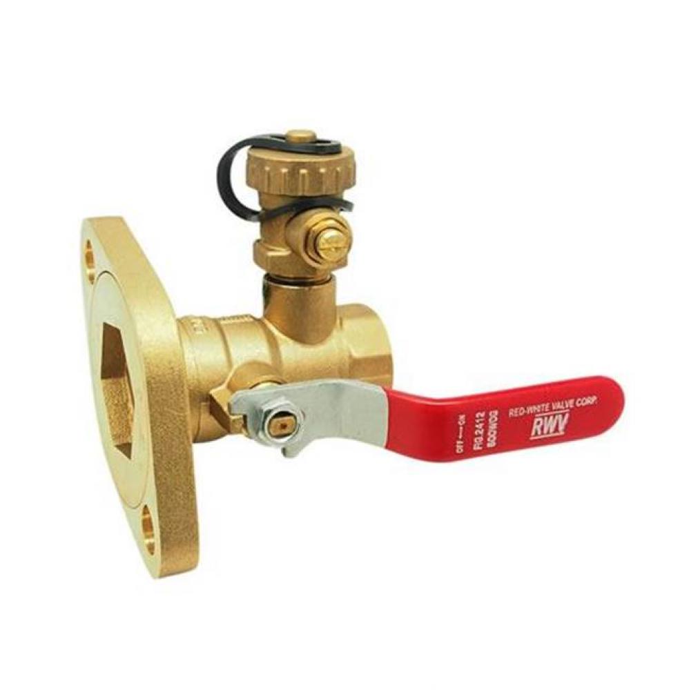 2 IN Pump Flange Ball Valve,  Fixed Flange Design with Side Drain Valve FNPT x Flange