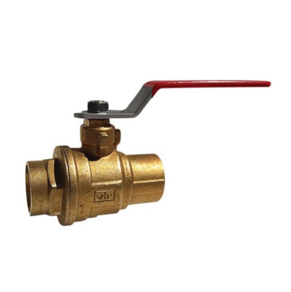 2 IN 150# WSP/600# WOG Brass Body,  Sweat Ends,  Chrome-Plated Ball,  PTFE Seats