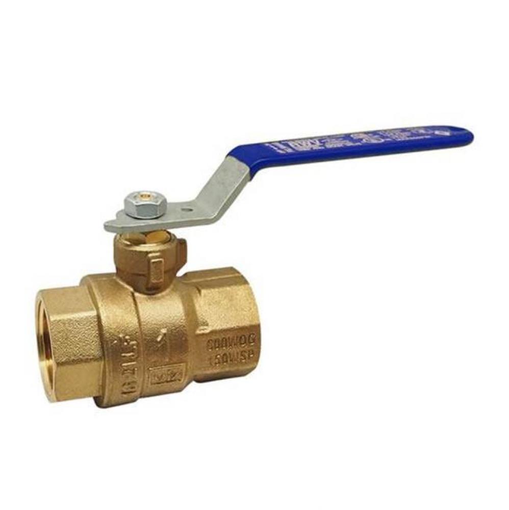 1 1/2 IN 150# WSP/600# WOG Brass Body,  Threaded Ends,  Chrome-Plated Ball,  PTFE Seats
