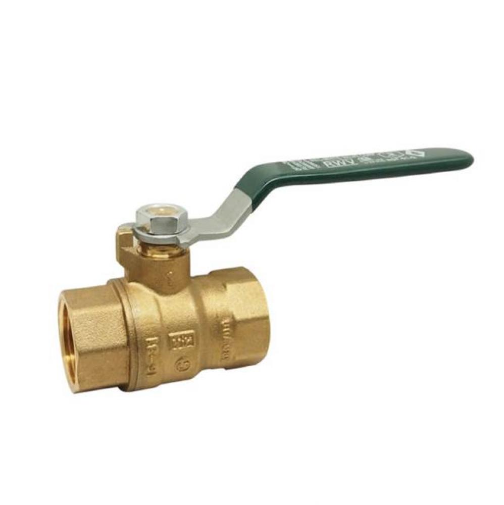 1 1/2 IN 150# WSP/600# WOG Brass Body,  Threaded Ends,  Chrome-Plated Ball,  PTFE Seats