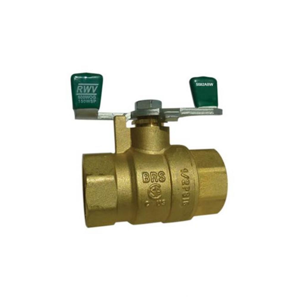 3/4 IN 150# WSP/600# WOG Brass Body,  Threaded Ends,  Chrome-Plated Ball,  PTFE Seats