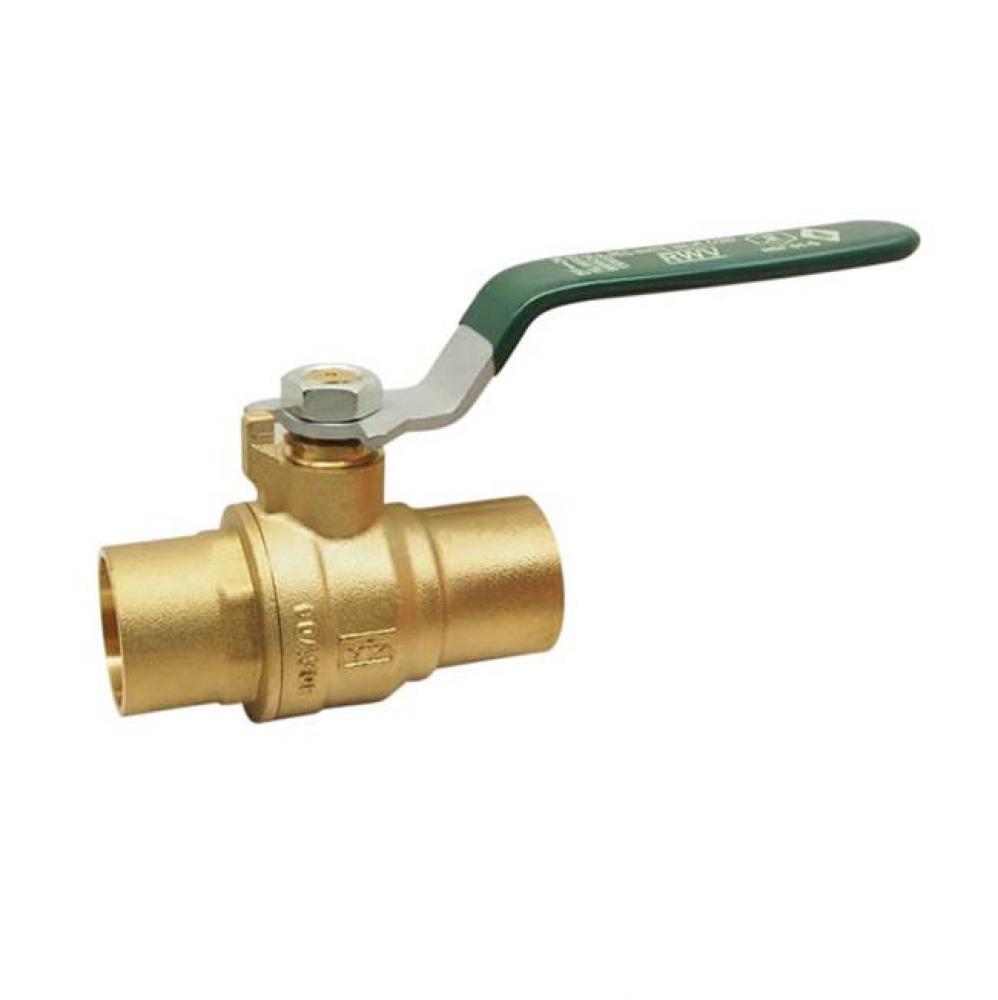 1 1/2 IN 150# WSP/600# WOG Brass Body,  Solder Ends,  Chrome-Plated Ball,  PTFE Seats