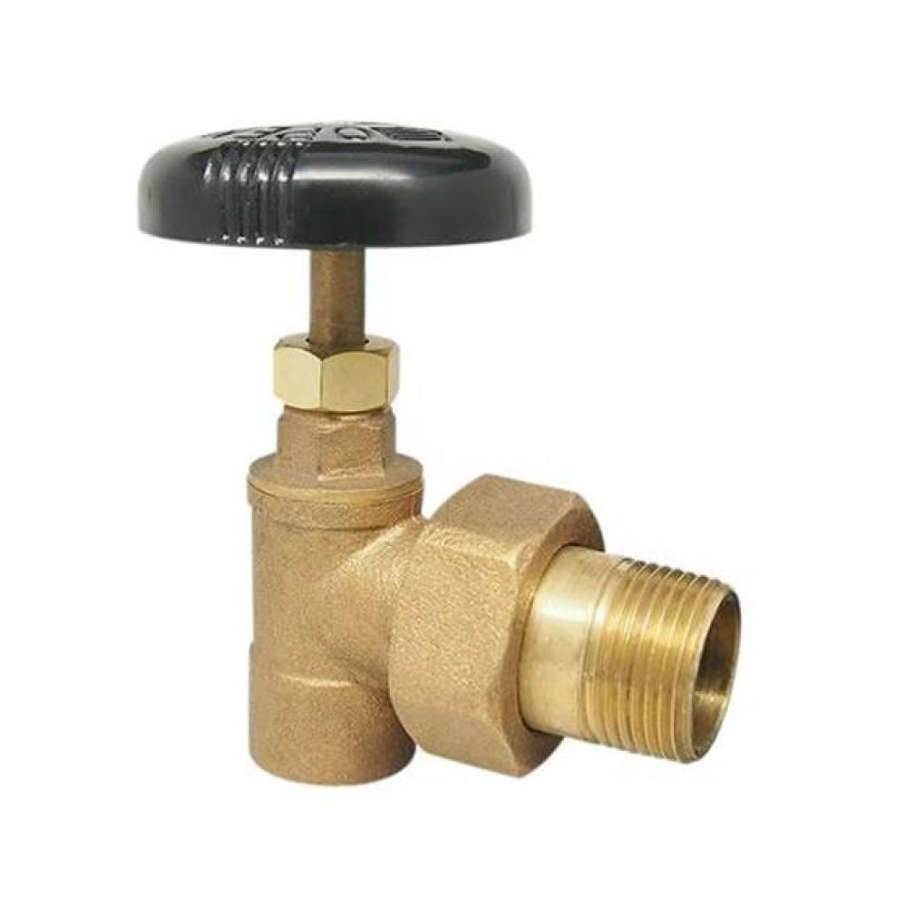 1/2 IN Bronze Hot Water Angle Valve,  60# WOG,  Solder x Male Union,