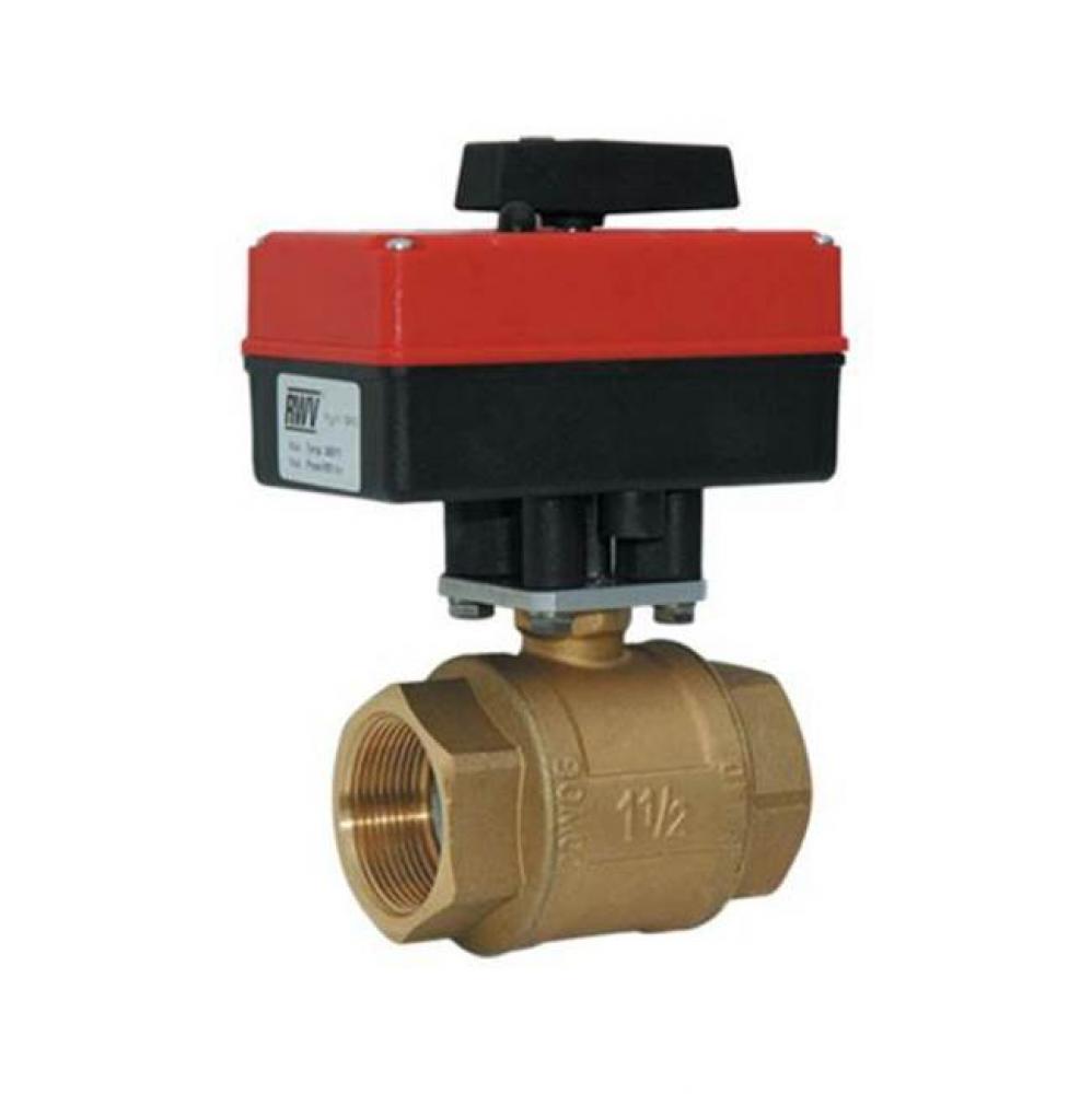 3/4 IN Brass Full Port Ball Valve with 110VAC Electric Actuator,  PTFE Seats,  Threaded