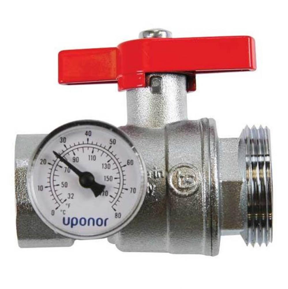 Stainless-Steel Manifold Supply And Return 1 1/4&apos;&apos; Fnpt Ball Valve With Temperature Gaug
