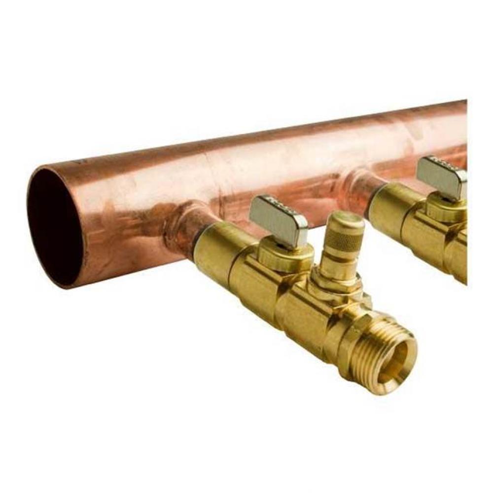 2&apos;&apos; X 4&apos; Copper Valved Manifold With R20 Threaded Ball And Balancing Valves, 12 Out