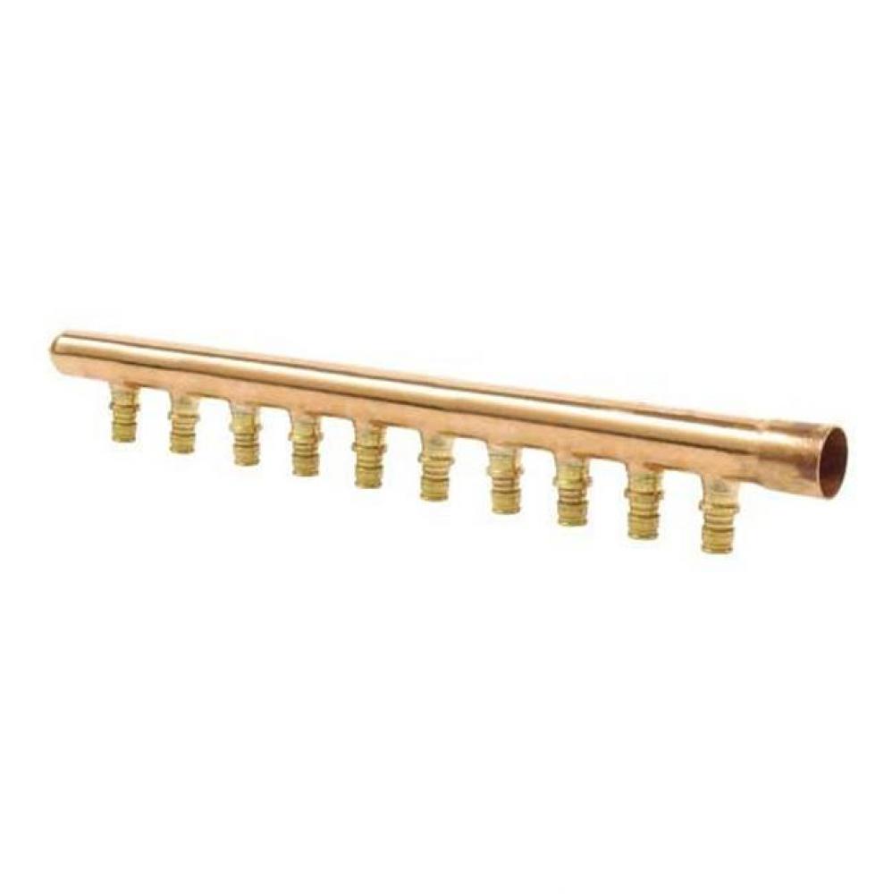 Propex 1&apos;&apos; Copper Branch Manifold With 1/2&apos;&apos; Propex Lf Brass Outlets, 10 Outle