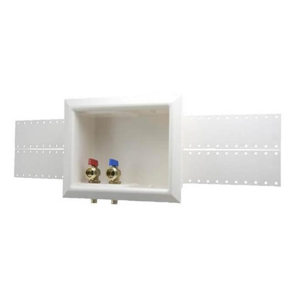 Propex Washing Machine Outlet Box, 1/2&apos;&apos; Lf Brass Valves