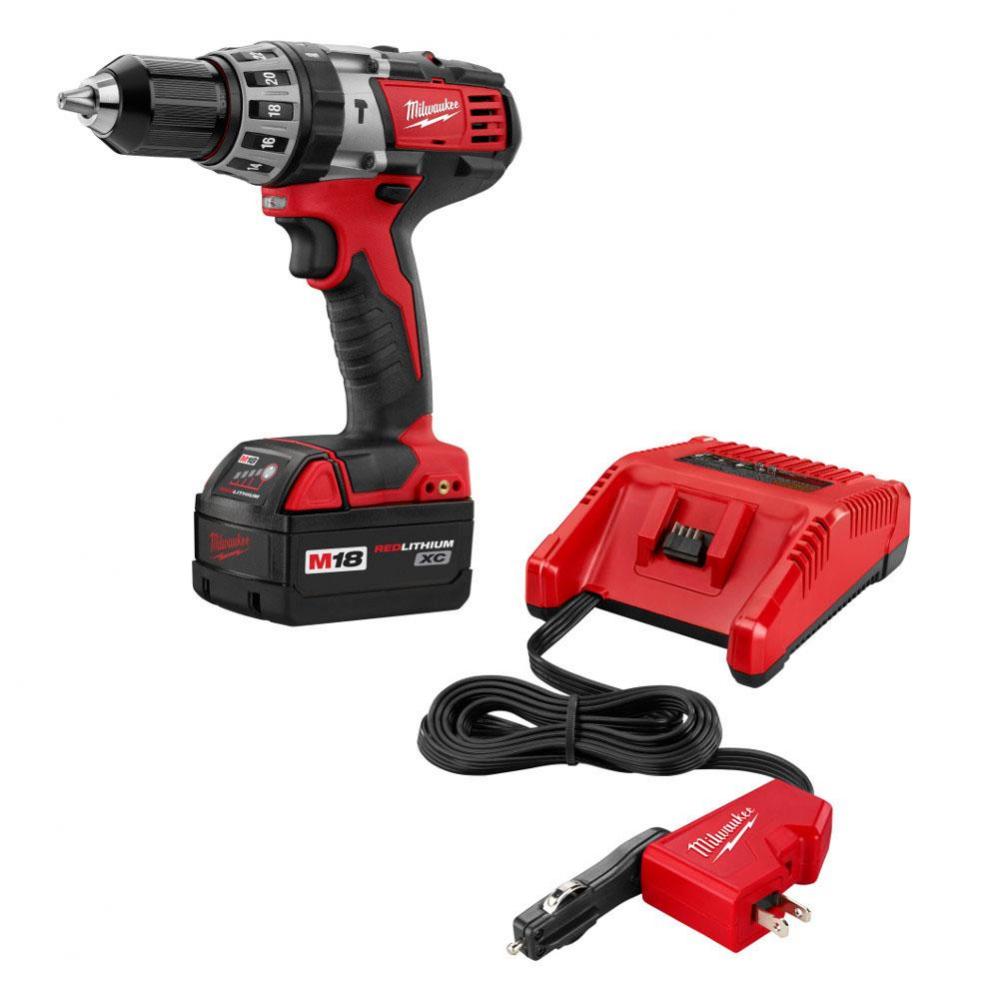 M18 Cordless Lithium-Ion 1/2&apos;&apos; Hammer Drill/Driver Kit With Ac/Dc Charger