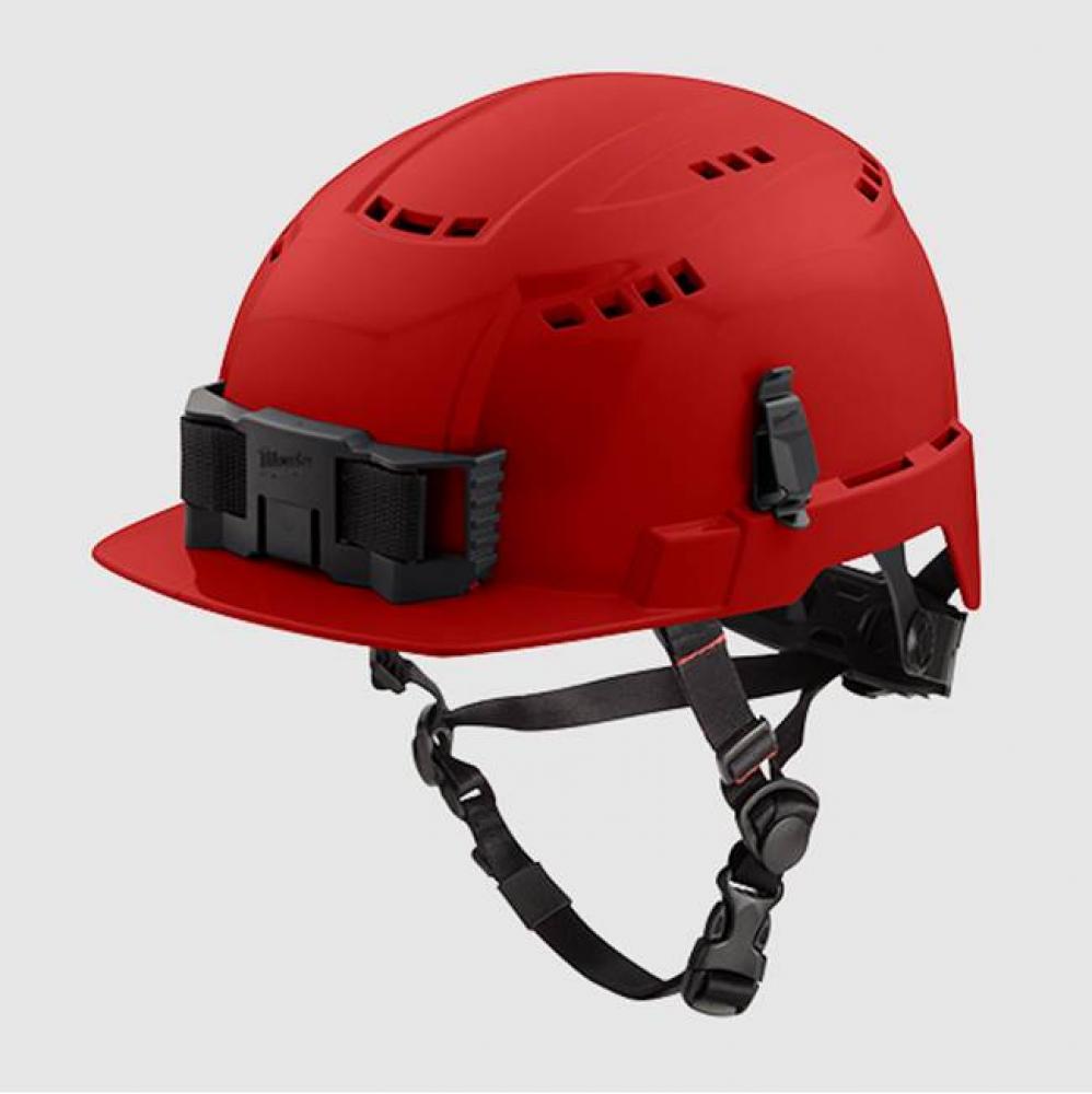 Red Front Brim Vented Helmet With Bolt - Class C