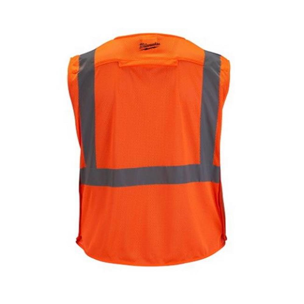 Class 2 Breakaway High Visibility Orange Mesh Safety Vest - 4Xl/5Xl