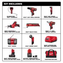 Milwaukee Tool 2495-28 - M12 Combo 8 Tool Kit W/2 Cmpt Bat Kit