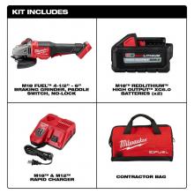 Milwaukee Tool 2980-22 - M18 Fuel 4-1/2'' - 6'' Grinder, Paddle Switch No-Lock - 2 Batt Kit