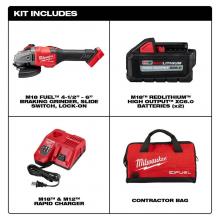 Milwaukee Tool 2981-22 - M18 Fuel 4-1/2'' - 6'' Grinder, Slide Switch Lock-On - 2 Batt Kit