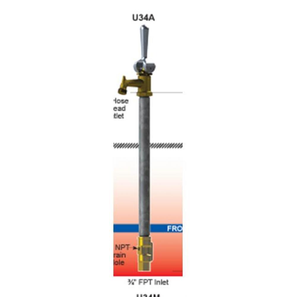 U34A Utility Hydrant - 3/4in Inlet 6 Feet
