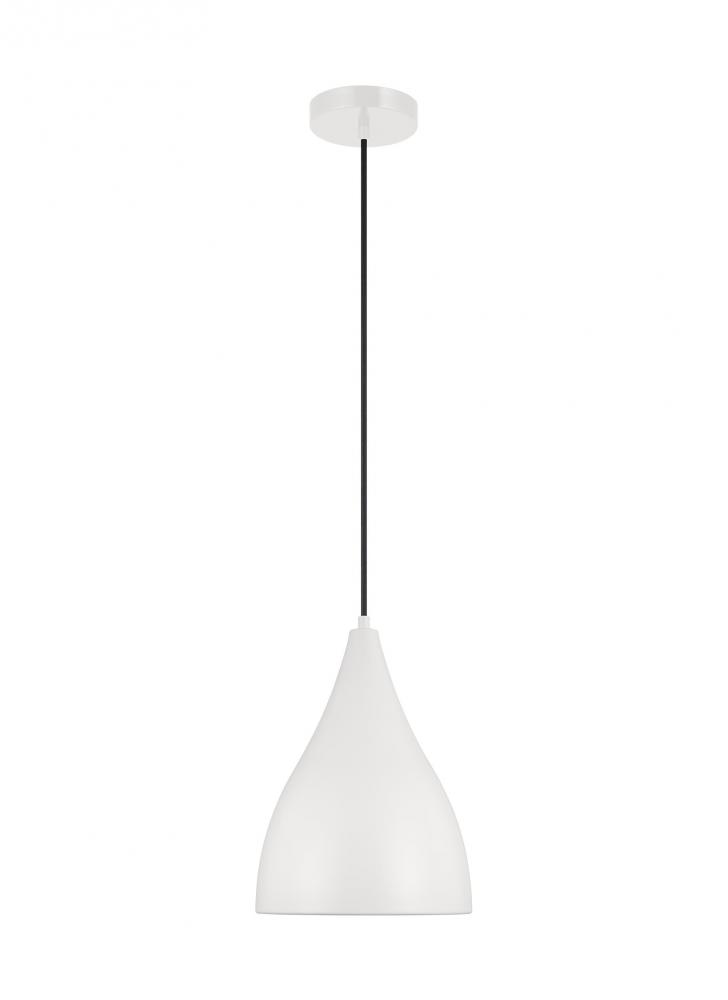Oden modern mid-century 1-light LED indoor dimmable small pendant in matte white finish with matte w