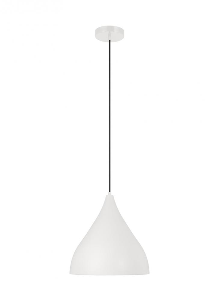 Oden modern mid-century 1-light indoor dimmable medium pendant in matte white finish with matte whit