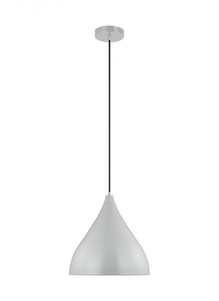 Oden modern mid-century 1-light indoor dimmable medium pendant in matte grey finish with matte grey