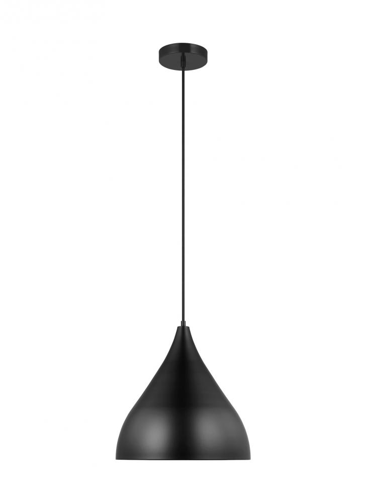 Oden modern mid-century 1-light LED indoor dimmable medium pendant in midnight black finish with mid