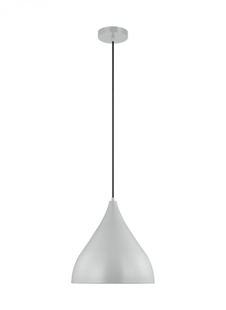 Oden modern mid-century 1-light LED indoor dimmable medium pendant in matte grey finish with matte g
