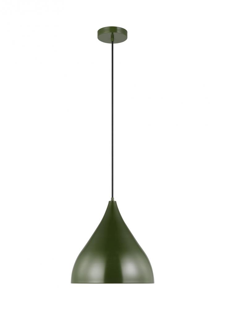 Oden modern mid-century 1-light LED indoor dimmable medium pendant in olive finish with olive finish