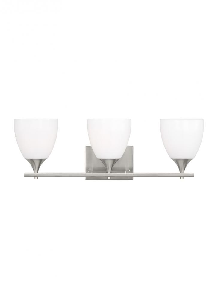 Toffino Modern 3-Light Bath Vanity Wall Sconce in Brushed Steel Silver Finish