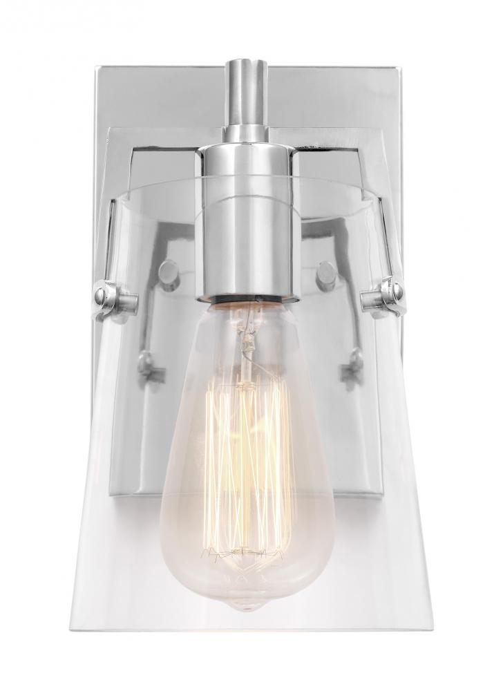Crofton Modern 1-Light Wall Sconce Bath Vanity in Chrome Finish With Clear Glass Shade